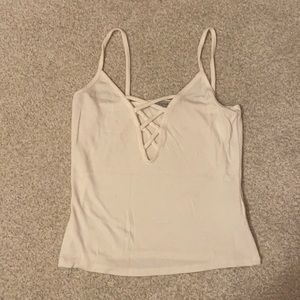 Charlotte Russe white criss cross cami